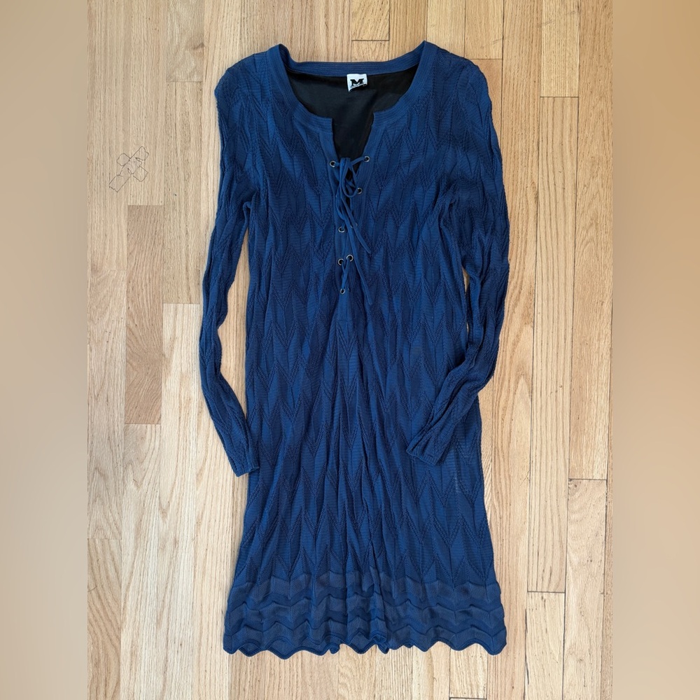 Missoni Blue Long Sleeve Scoop Neck Dress